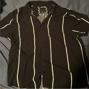 Denim & Flower Black Shirt with White Stripes